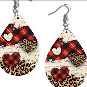 Plaid and Leopard Teardrop Earrings